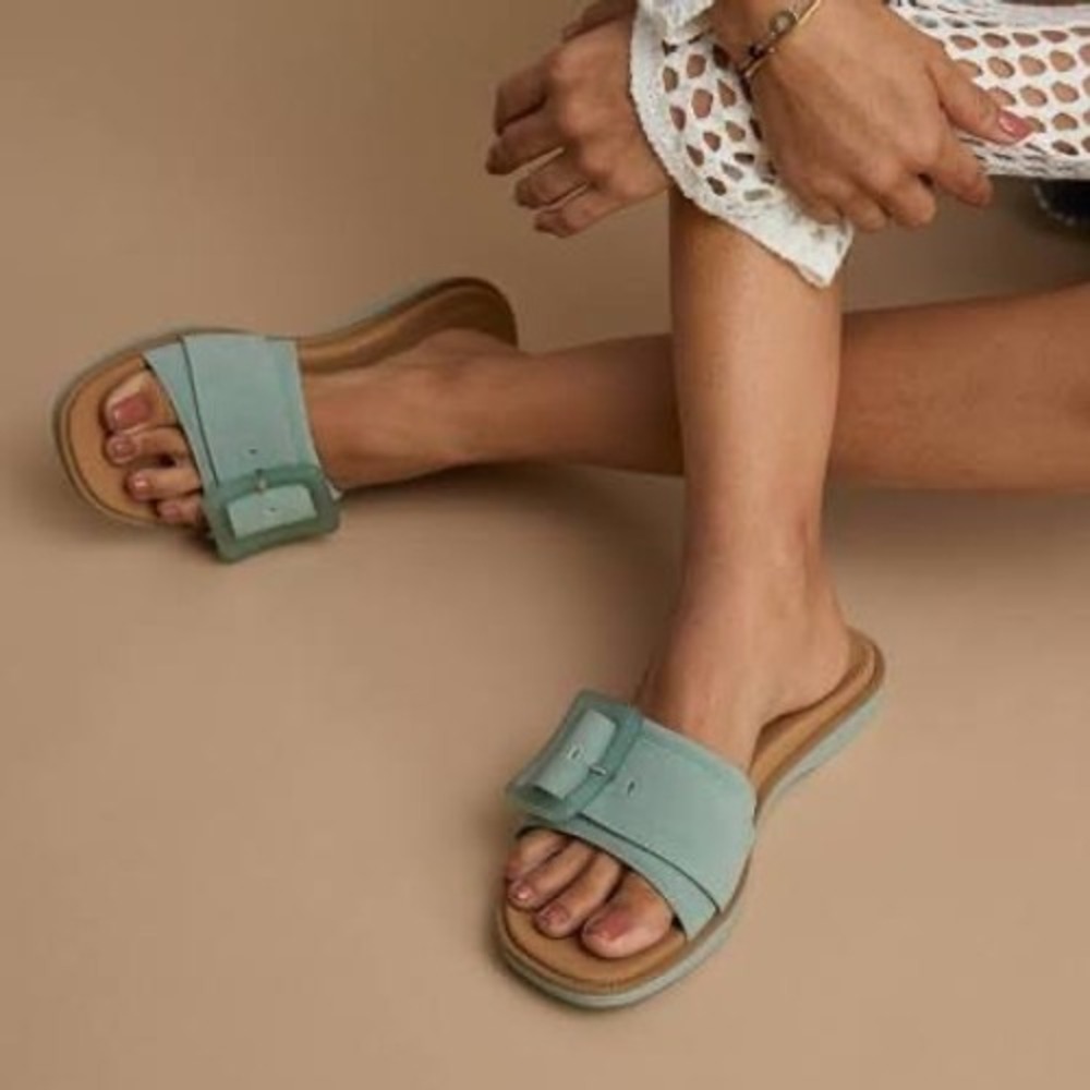REEF Sunny Emma Frosty Green Sandals Slides 8 NWT